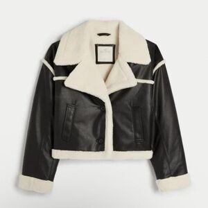 sherpa lined vegan leather jacket